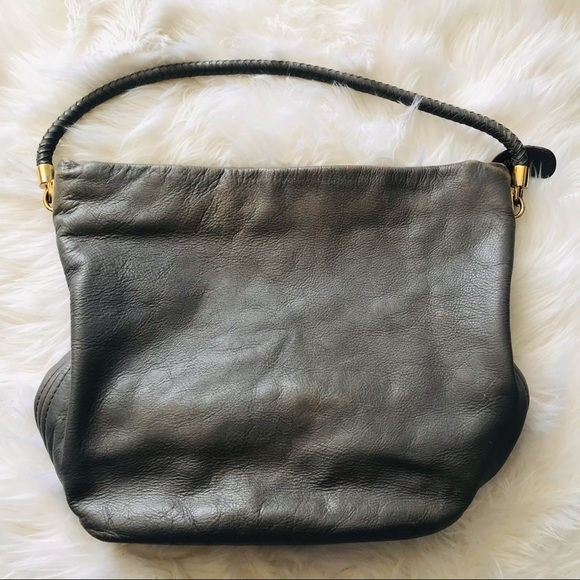 Cole Haan Grey Braided Leather Handle Hobo Crossbody Bag - Picture 2 of 11